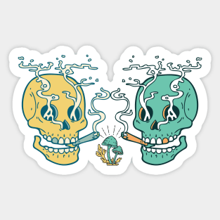 Weed Smoking Skull Sticker